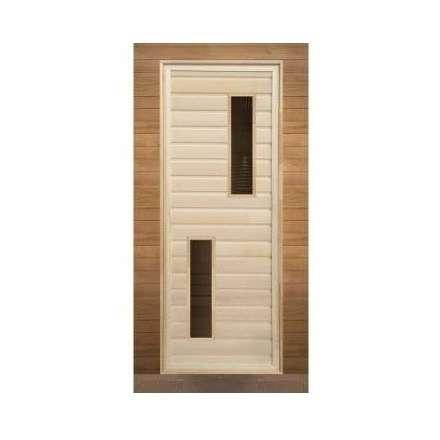 Дверь для бани липа с 2-мя стеклами (кор. хвоя) 1900x700 (без петель) купить в Лиде