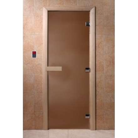Стеклянная дверь для бани Doorwood Тёплая ночь 1900x800 бронза матовая (8 мм, 3 петли) в Лиде