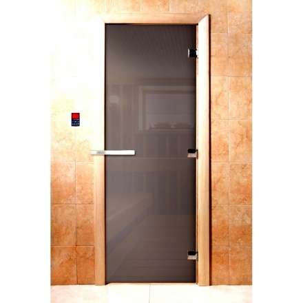 Дверь для сауны Doorwood Сумерки Графит прозрачный 1900x700 (стекло 8 мм, 3 петли) в Лиде