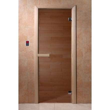 Дверь для бани и сауны Doorwood Бронза матовая 1900x700 (осина, стекло 6 мм, 2 петли) в Лиде