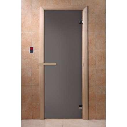 Дверь для бани Doorwood Графит матовый 1900x700 мм (коробка хвоя, стекло 6 мм, 2 петли) в Лиде