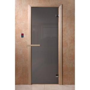 Дверь для бани Doorwood Графит 1900x700 мм (коробка хвоя, стекло 8 мм, 2 петли) в Лиде