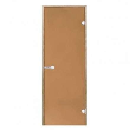 Дверь для бани стеклянная Harvia 8/21 коробка ольха, бронза в Лиде