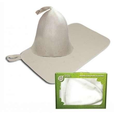 Набор из двух предметов (Шапка Классик, коврик белый) 41103 в Лиде