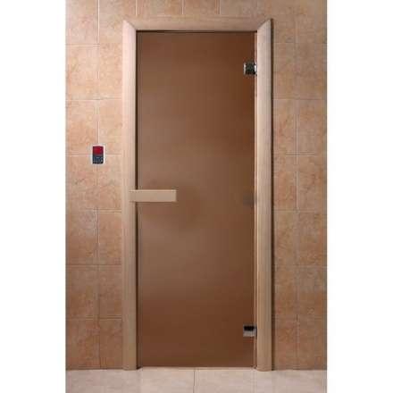 Дверь для бани стеклянная Doorwood Бронза матовая 1800x700 (хвоя, стекло 6 мм, 2 петли) в Лиде