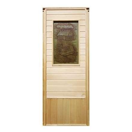 Дверь деревянная для бани DoorWood Эконом 1840x740 со стеклом ФП Изба в Лиде