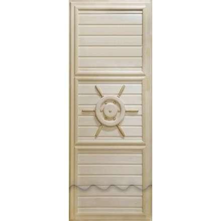 Дверь деревянная для бани DoorWood Штурвал 1840x740 без иллюминатора Эконом в Лиде