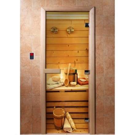 Дверь для сауны Doorwood с фотопечатью A033 1900x700 в Лиде