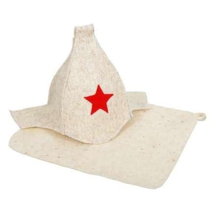 Набор из двух предметов (Шапка Будёновка белая, коврик) 41128 в Лиде