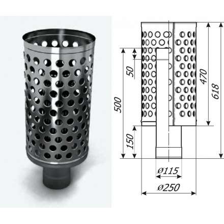 Каменка натрубная ДИЗЕЛЬ, ф115, 1/0,5мм, нерж/нерж в Лиде