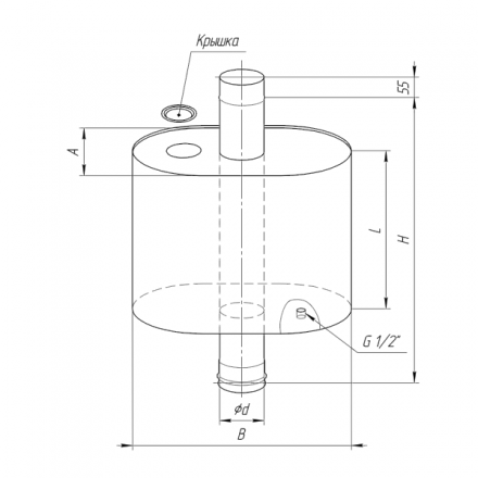 Бак Ferrum Комфорт эллиптический с трубой 70 л в Лиде