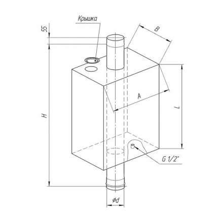 Бак Ferrum Комфорт прямоугольный на трубе 55 л в Лиде