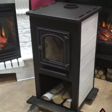 Недорогая печь-камин со стеклом ЭТНА (ДТ-4С) ? 115 мм для дома и дачи Амазонка бай фото в Лиде