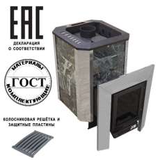 Печь Пегас 16 со стеклом в камне змеевик в Лиде