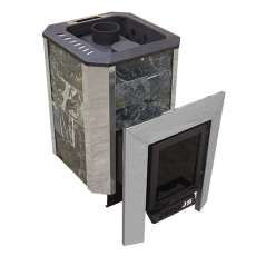 Печь Пегас 16 со стеклом в камне змеевик в Лиде