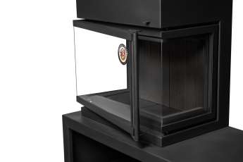 Камин МАДРИД на дровнике Гигант слева черный\белый шамот в Лиде