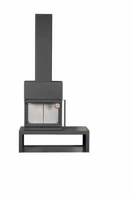 Камин МАДРИД на дровнике Гигант слева черный\белый шамот в Лиде