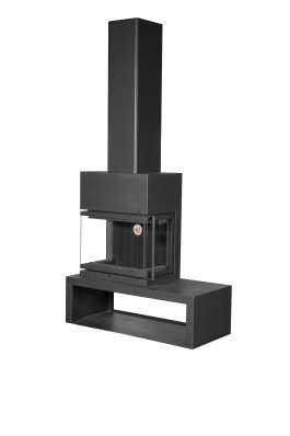 Камин МАДРИД на дровнике Гигант слева черный\белый шамот в Лиде