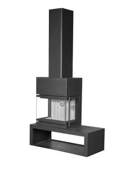 Камин МАДРИД на дровнике Гигант слева черный\белый шамот в Лиде