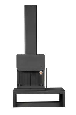 Камин МАДРИД на дровнике Гигант слева черный\белый шамот в Лиде