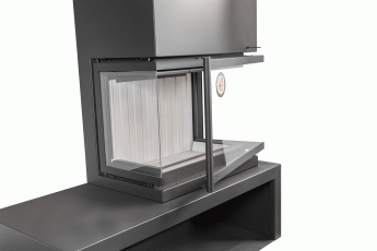 Камин МАДРИД на дровнике Гигант справа черный\белый шамот в Лиде