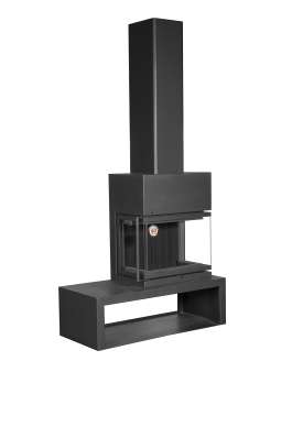 Камин МАДРИД на дровнике Гигант справа черный\белый шамот в Лиде