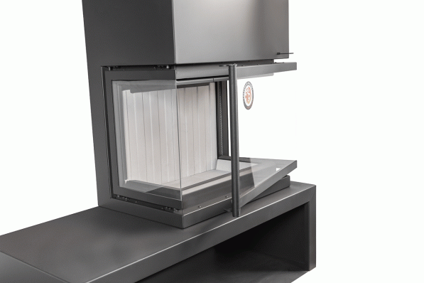 Камин МАДРИД на дровнике Гигант справа черный\белый шамот в Лиде