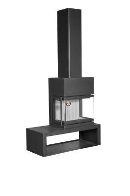 Камин МАДРИД на дровнике Гигант справа черный\белый шамот в Лиде