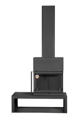 Камин МАДРИД на дровнике Гигант справа черный\белый шамот в Лиде