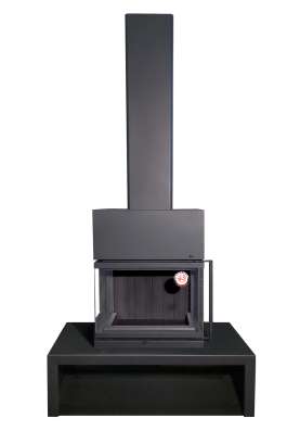 Камин МАДРИД на дровнике Гигант центральный черный\белый шамот в Лиде