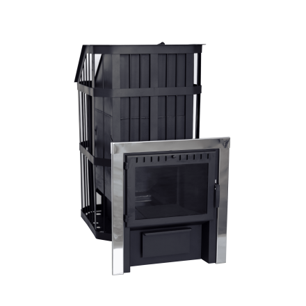 Печь банная Сибирь-24 c закрытой каменкой, панорамная дверца в Лиде