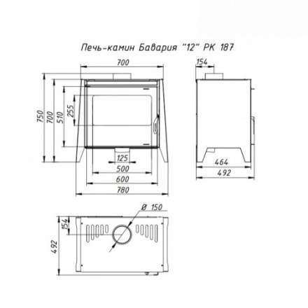 Печь-камин стальная со стеклом Бавария 12 фото в Лиде