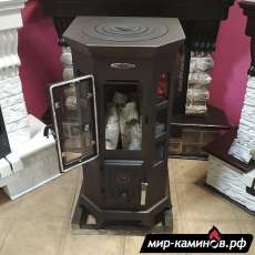Недорогая стальная печь Термофор Статика Секста, чёрная бронза фото в интерьере в Лиде