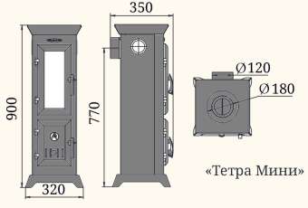 Отопительная печь Термофор Статика Тетра Мини, чёрная бронза фото в Лиде