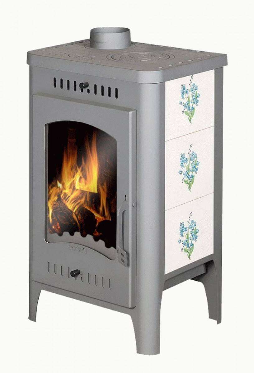 Печь-камин Бавария Оптима Незабудка с плитой фото в Лиде
