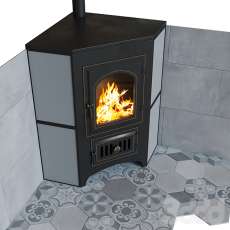 Купить печь-камин Везувий ПК-01 (220) с конфоркой угловой талькохлорит в Лиде фото в Лиде