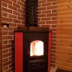 Купить Печь-камин Везувий ПК-01 (220) с конфоркой угловой красный 9 кВт в Лиде в Лиде