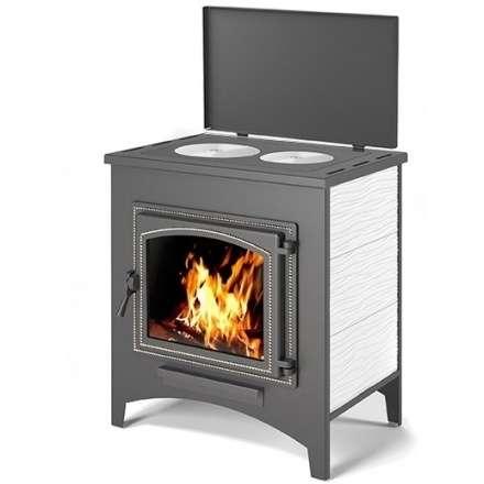 Печь-камин Везувий ПК-04 (240) с плитой беж 12 кВт Амазонка бай фото в Лиде