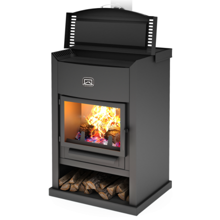 Стальной камин с дровницей Теплодар ОВ-120 (прямой) фото в Лиде
