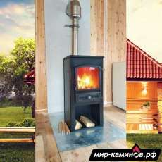 Недорогая печь-камин со стеклом ЭТНА (БКД) с плитой в интерьере фото в Лиде
