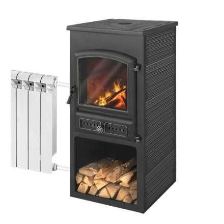 Печь-камин ЭТНА (БКД) с плитой и ТО фото Печь-камин ЭТНА (БКД) с плитой и ТО Антрацит высокий купить в Лиде