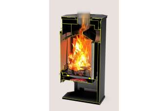 Стальной недорогой камин с дровницей Теплодар Румба фото в Лиде
