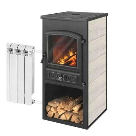 Печь-камин ЭТНА (БКД) с плитой и ТО фото  Печь-камин ЭТНА (БКД) с плитой и ТО Бежевый высокий купить в Лиде