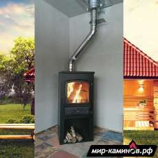 Печь-камин ЭТНА (БКД) с плитой и ТО Бежевый высокий в Лиде