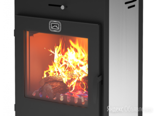 Стальной недорогой камин со стеклом и дровницей Теплодар Танго плюс фото в Лиде