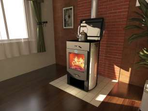 Стальной недорогой камин со стеклом Теплодар Танго плюс фото в Лиде