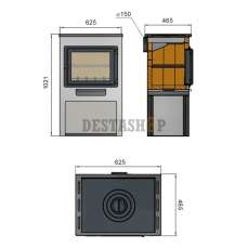 Стальная печь-камин со стеклом ЭТНА (Панорама) с плитой Амазонка бай фото в Лиде