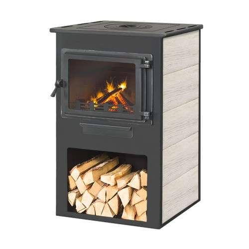 Печь-камин ЭТНА (Панорама) с плитой Амазонка бай фото в Лиде