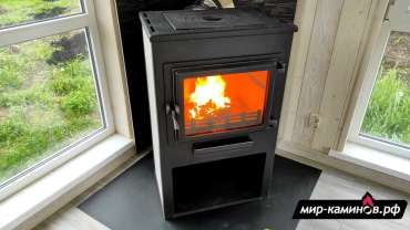 Недорогой печь-камин ЭТНА (Панорама) с плитой и ТО Антрацит" высокий фото в Лиде