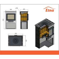 Печь-камин ЭТНА (Панорама) с плитой и теплообменником Амазонка бай фото в Лиде